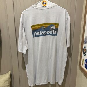 Patagonia White and Blue Graphic Tee